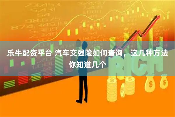 乐牛配资平台 汽车交强险如何查询,这几种方法你知道几个